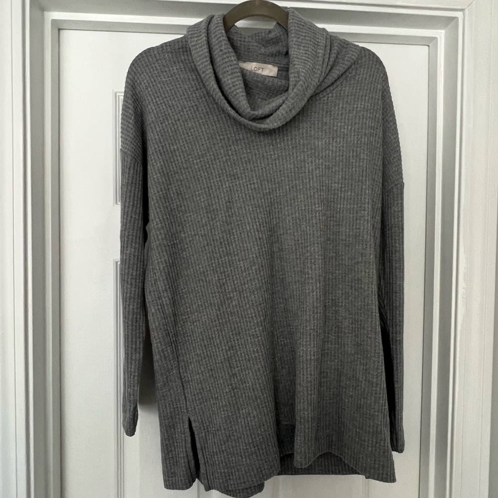 LOFT Charcoal Cowl Neck Sweater